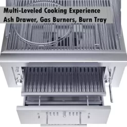 Barbecue Encastrable Hybride Charbon De Bois Et Gaz 30" - 76cm - SUNSTONE -Les gens du barbecue. barbecue hybride gaz charbon de bois 76cm 3