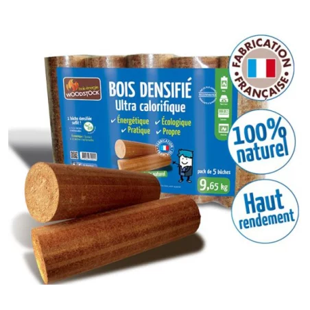 Bois Densifié - Sac De 5 Bûches - 9,65kg - WOODSTOCK 1 Bois Densifié - Sac De 5 Bûches - 9,65kg - WOODSTOCK