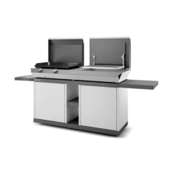 Combi Plancha 60 Gril 60 Acier Noir & Gris Sur Chariot