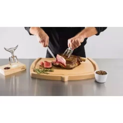 Fourchette TRIDENS Inox Brosse Avec Socle Bois -Les gens du barbecue. lot fourchette tridens inox brosse avec socle 4