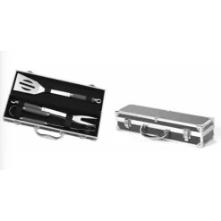 Mallette 3 Ustensiles Grise (Pince, Spatule Et Fourchette)