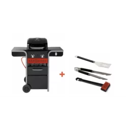 Pack + Barbecue Hybride Gaz & Charbon Gas2Coal 2.0 2 Brûleurs + Set D'ustensiles