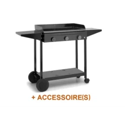 Pack + Plancha Origin Gaz 75 Acier Emaillé Sur Chariot